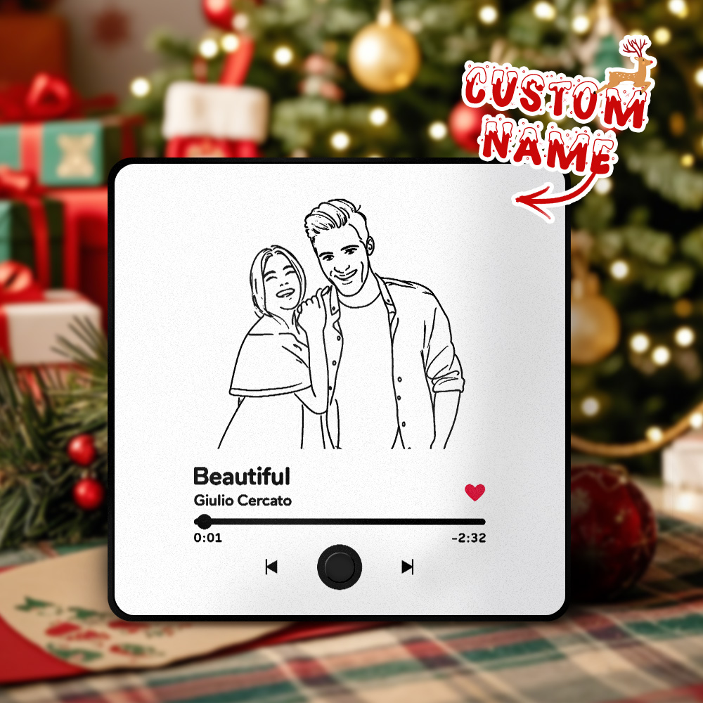 Custom Line Art Music Fridge Magnet Personalised Photo Fridge Magnet Can Play Songs  Christmas Gifts - soufeelau