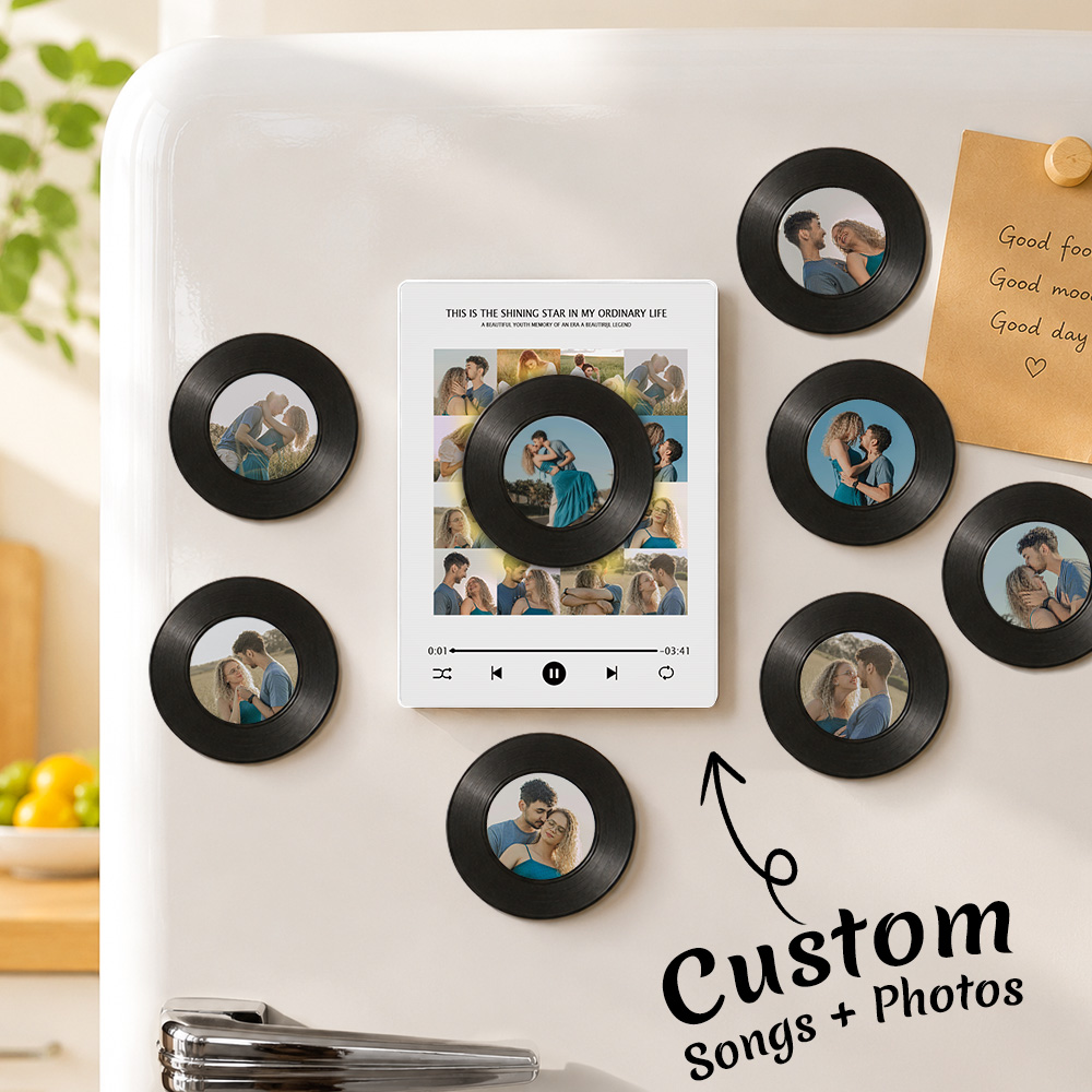 Custom Photo Music Fridge Magnet NFC Sensor Disc Fridge Magnet Night Light Replaceable Records