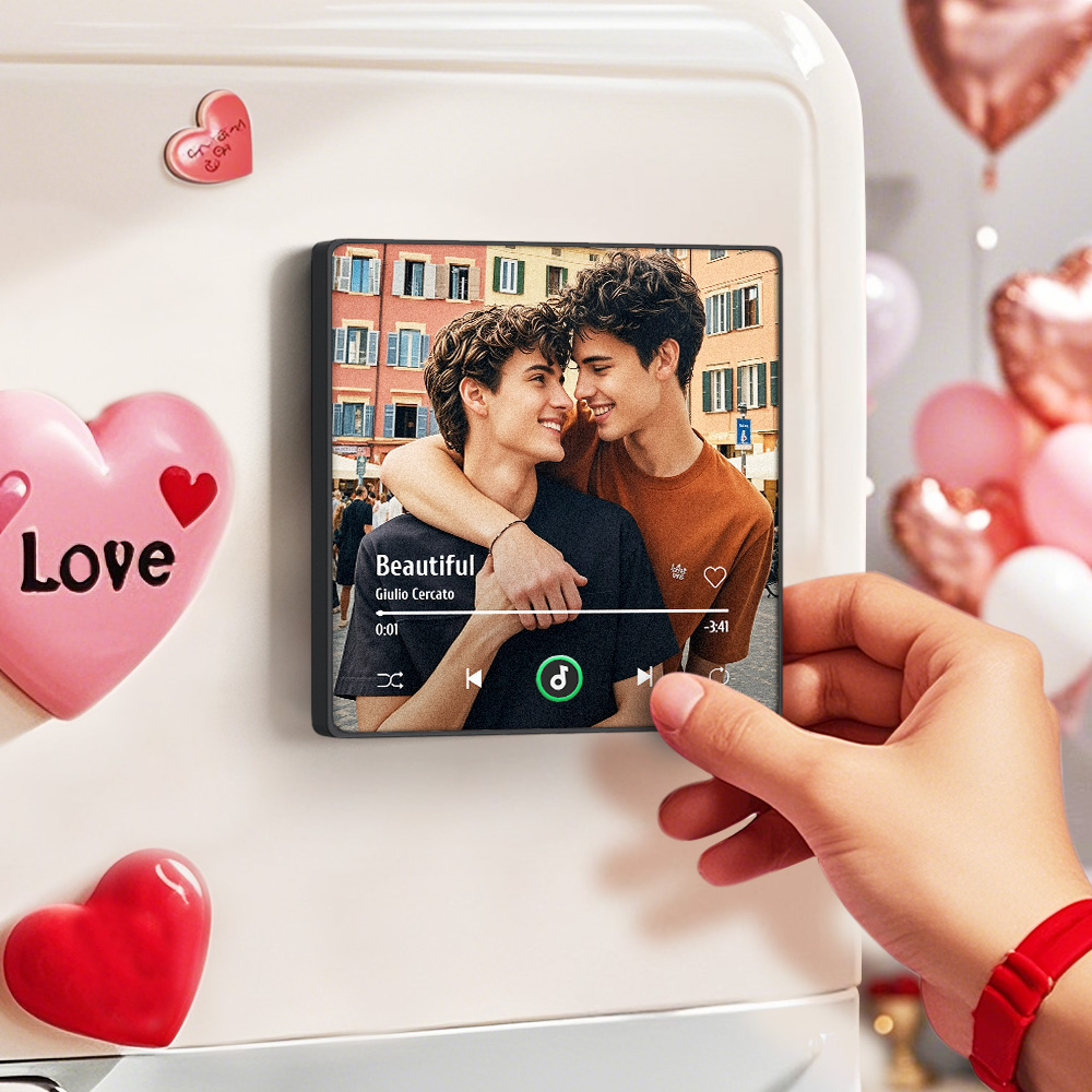 Custom Music Fridge Magnet New 4.0 Upgrade Colorful Frame Album Fridge Magnet Music Wall Photo Sticker Music Movement That Can Be Played Him to Him LGBT Pride Gift - soufeelau