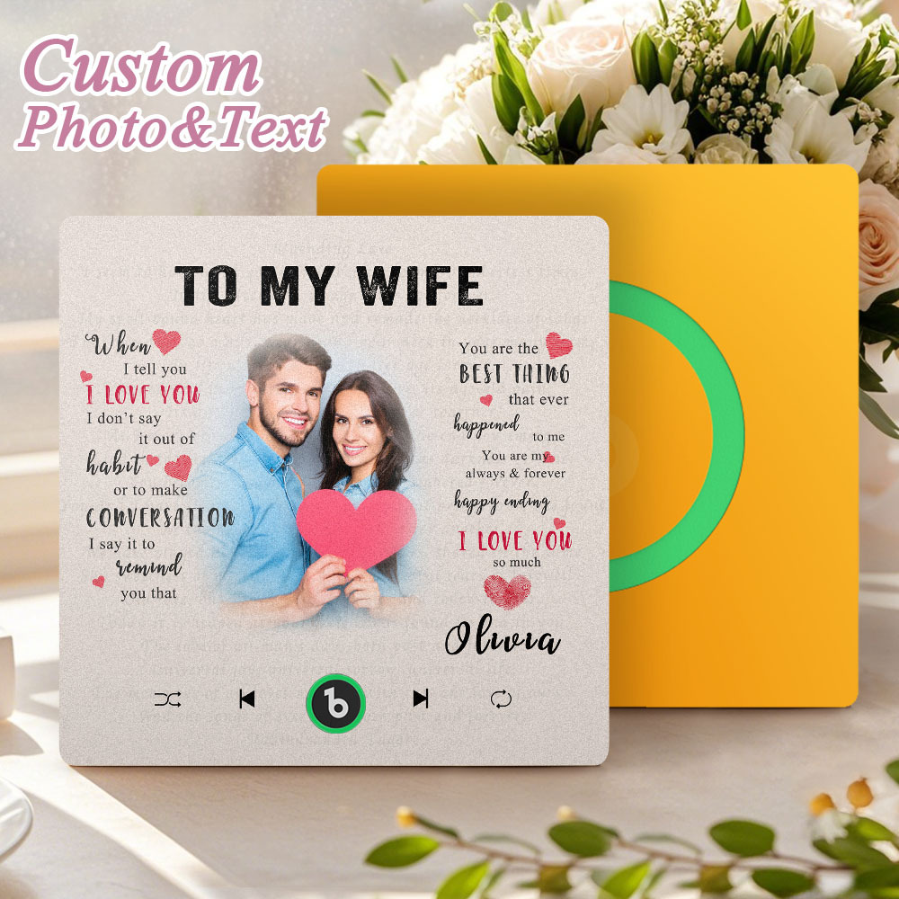Custom Music Fridge Magnet New 4.0 Upgrade Personalized Photo and Name Music Wall Photo Sticker To My Father/Mother/Friend/Daughter/Son/Wife/Husband - soufeelau