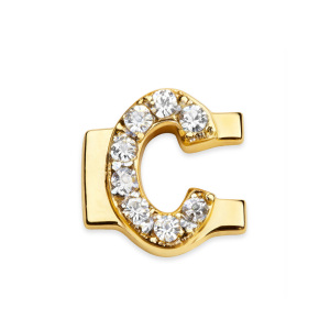 Letter With Diamond C Charm - Gold