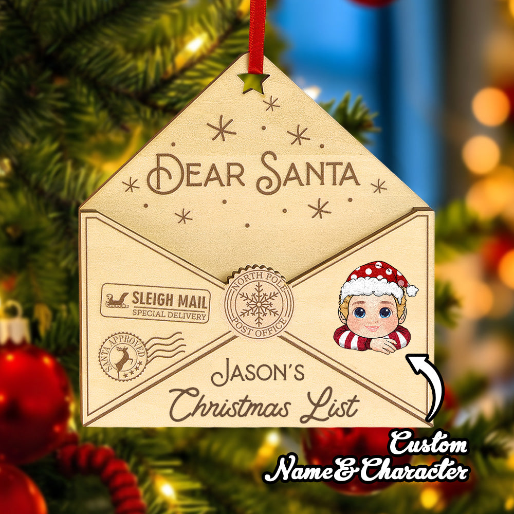 Personalized 3D Letter To Santa Wooden Ornament Christmas Gift For Little Ones - soufeelau