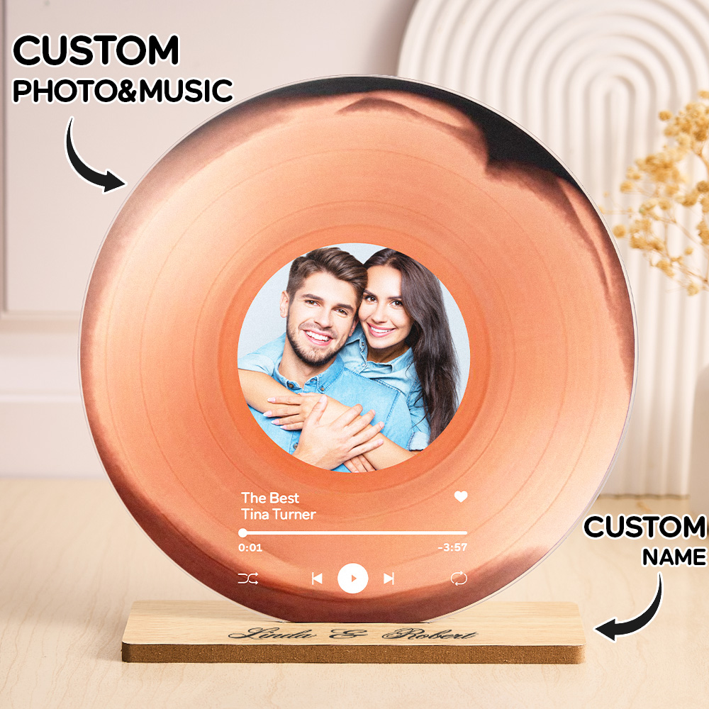 Personalized Vinyl Record with Photo - Acrylic Song Plaque - Anniversary Gift for Friends - Birthday Gift for Her Him - Christmas Gifts - soufeelau