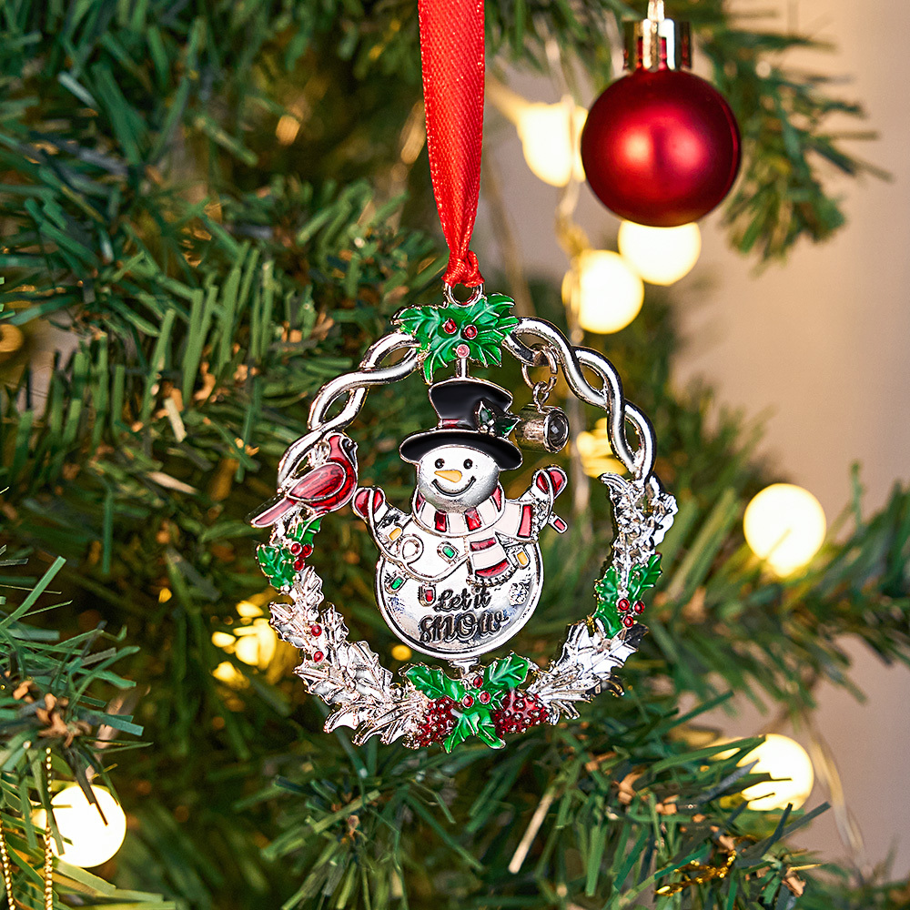 Personalized Photo Projection Ornaments Spinning Snowman 2024 Christmas Gifts - soufeelau