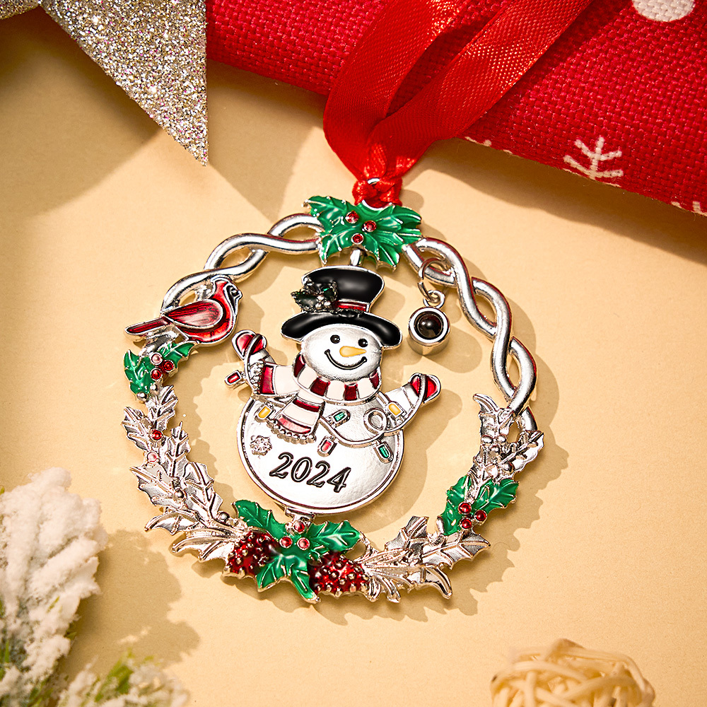 Personalized Photo Projection Ornaments Spinning Snowman 2024 Christmas Gifts - soufeelau