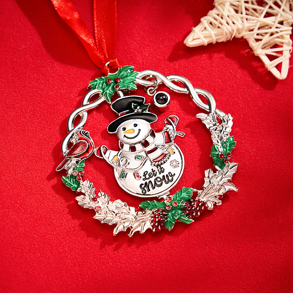 Personalized Photo Projection Ornaments Spinning Snowman 2024 Christmas Gifts - soufeelau
