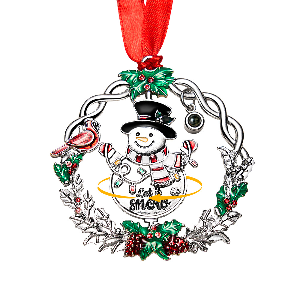 Personalized Photo Projection Ornaments Spinning Snowman 2024 Christmas Gifts - soufeelau