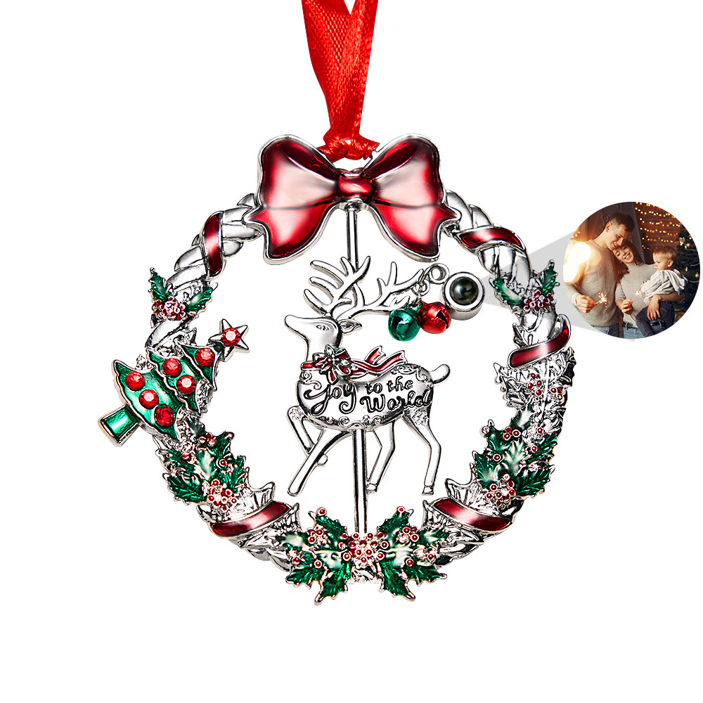 Personalized Photo Projection Ornaments Rotating Elk Shape 2024 Christmas Gifts - soufeelau