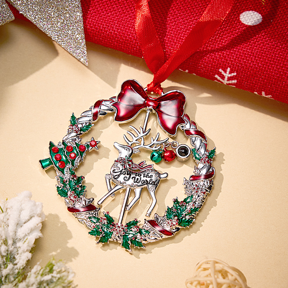 Personalized Photo Projection Ornaments Rotating Elk Shape 2024 Christmas Gifts - soufeelau