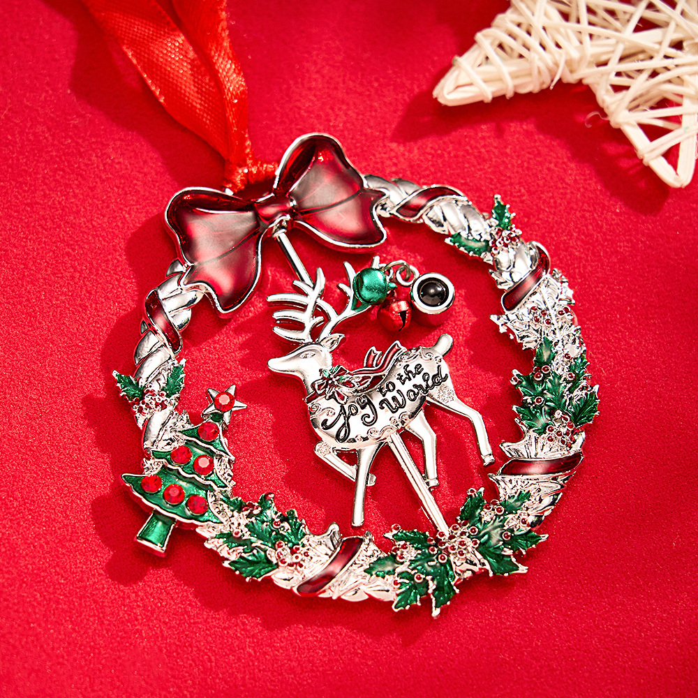 Personalized Photo Projection Ornaments Rotating Elk Shape 2024 Christmas Gifts - soufeelau