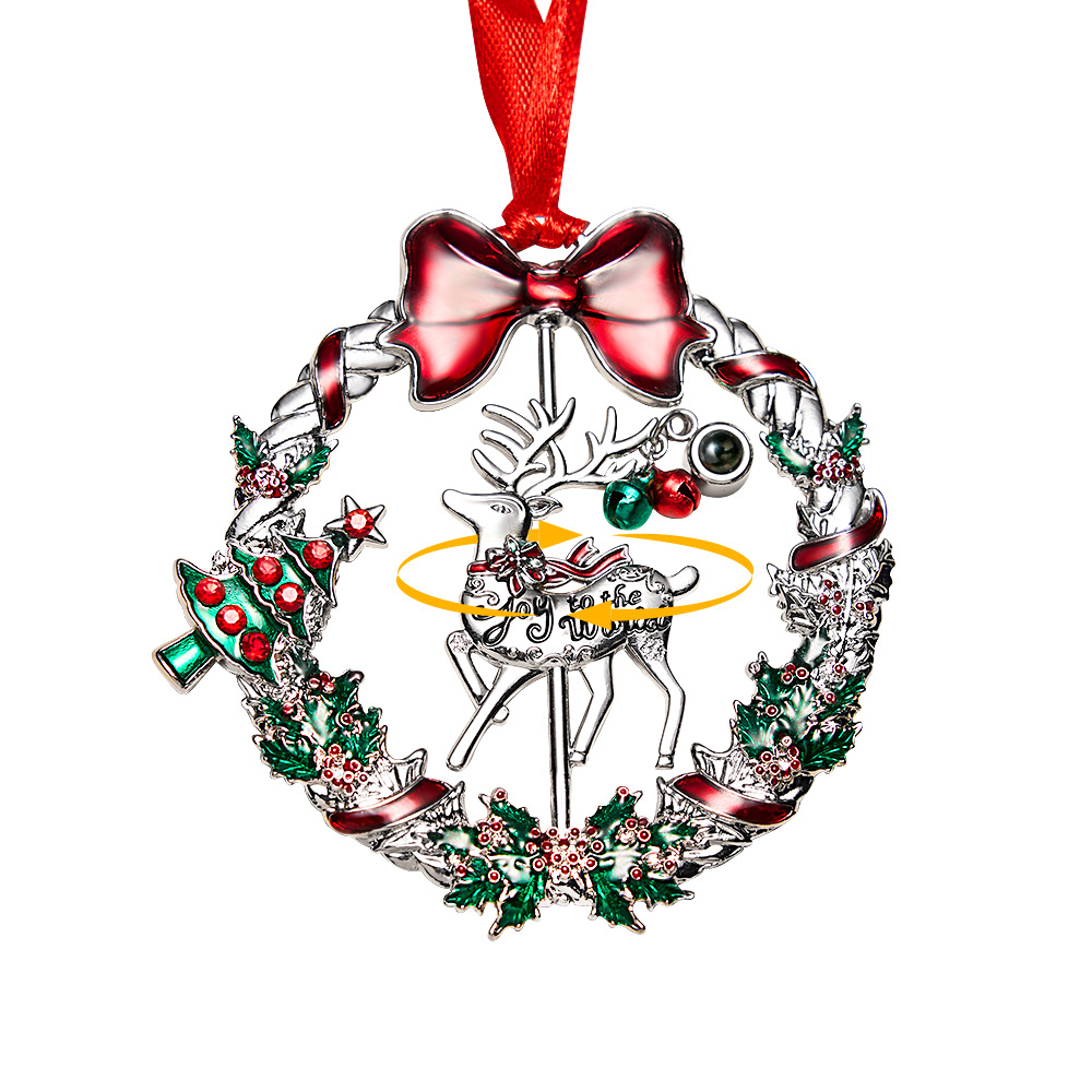 Personalized Photo Projection Ornaments Rotating Elk Shape 2024 Christmas Gifts - soufeelau