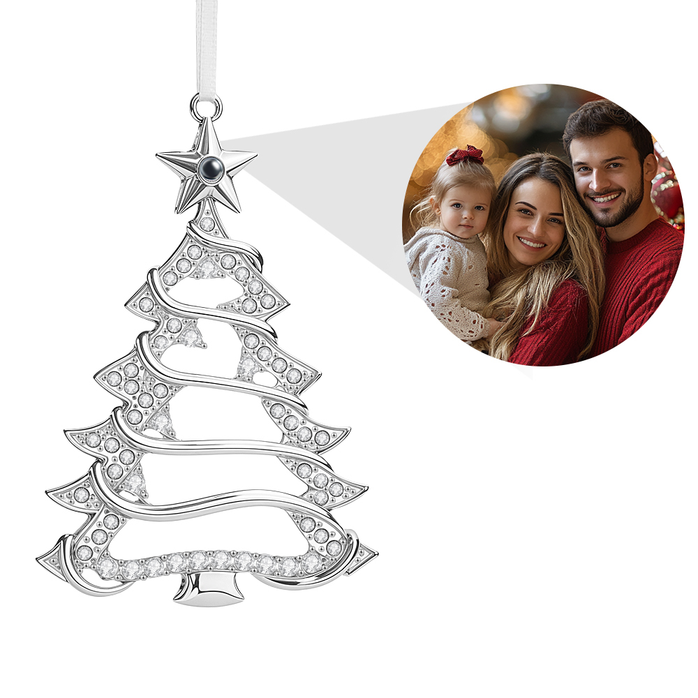 Personalized Christmas Projection Ornaments Heart Shape for Christmas Tree Custom Photo Ornaments Christmas Gifts For Family For Lover