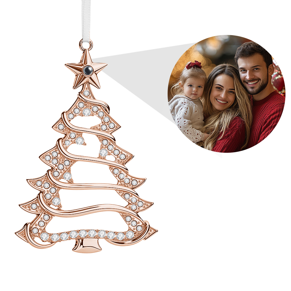 Personalized Christmas Projection Ornaments Heart Shape for Christmas Tree Custom Photo Ornaments Christmas Gifts For Family For Lover