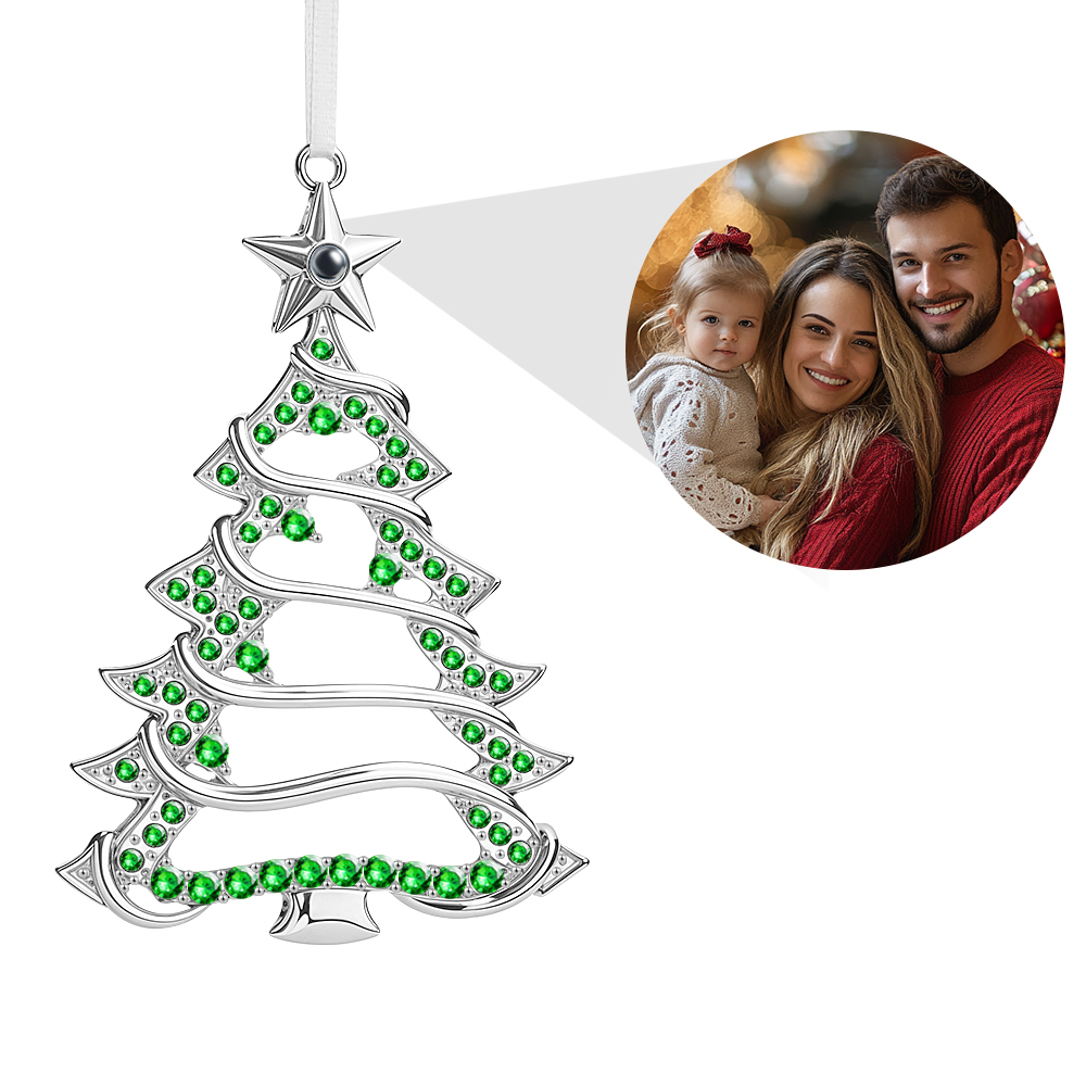 Personalized Christmas Projection Ornaments Heart Shape for Christmas Tree Custom Photo Ornaments Christmas Gifts For Family For Lover