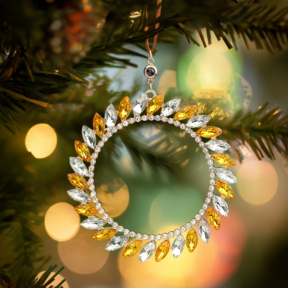 Personalized Photo Wreath Projection Ornaments Christmas Tree Decoration Ornaments for Christmas Gifts - soufeelau