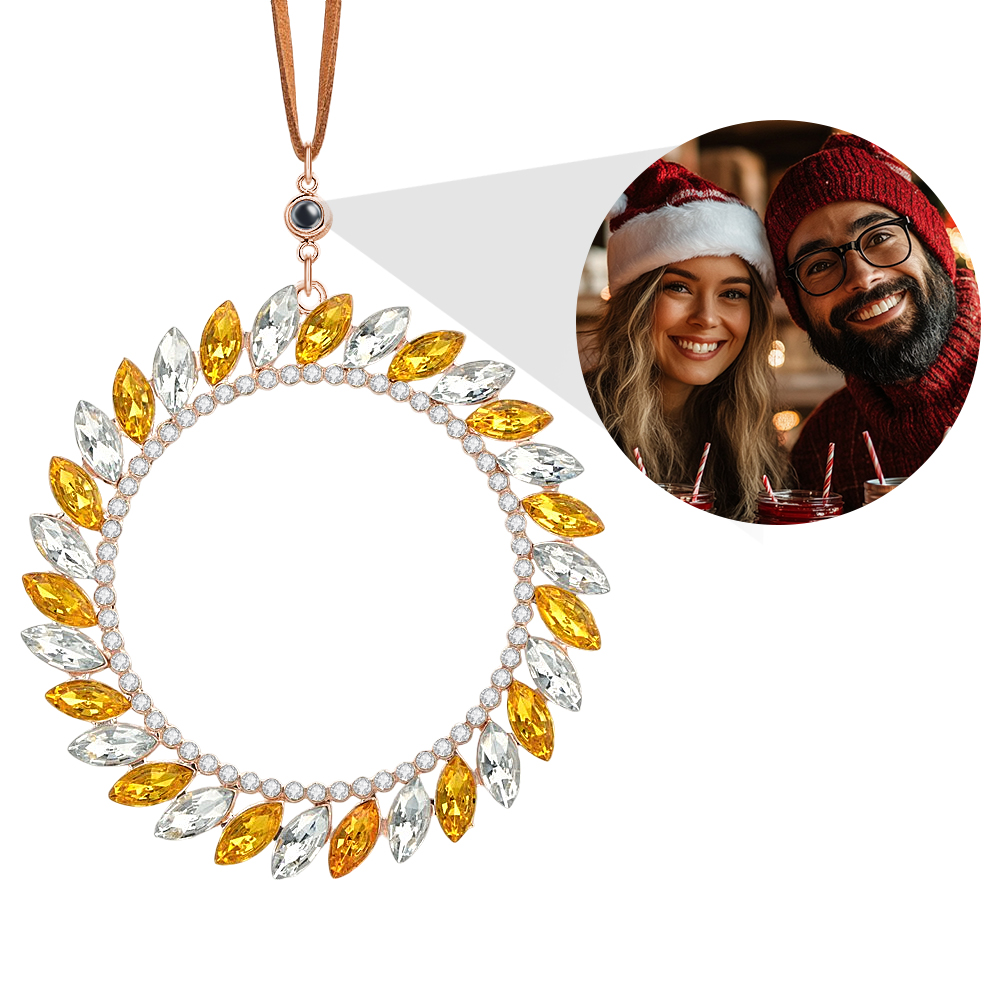 Personalized Photo Wreath Projection Ornaments Christmas Tree Decoration Ornaments for Christmas Gifts - soufeelau