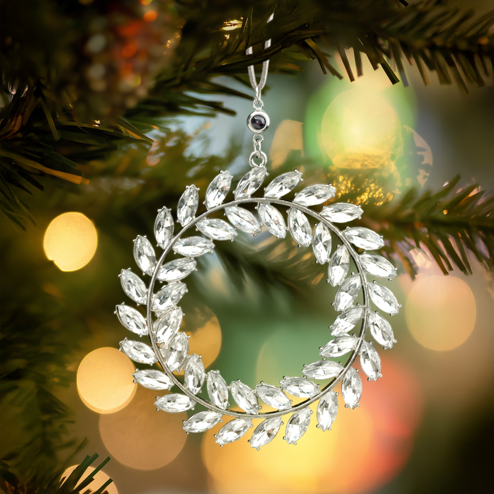 Personalized Photo Wreath Projection Ornaments Christmas Tree Decoration Ornaments for Christmas Gifts - soufeelau