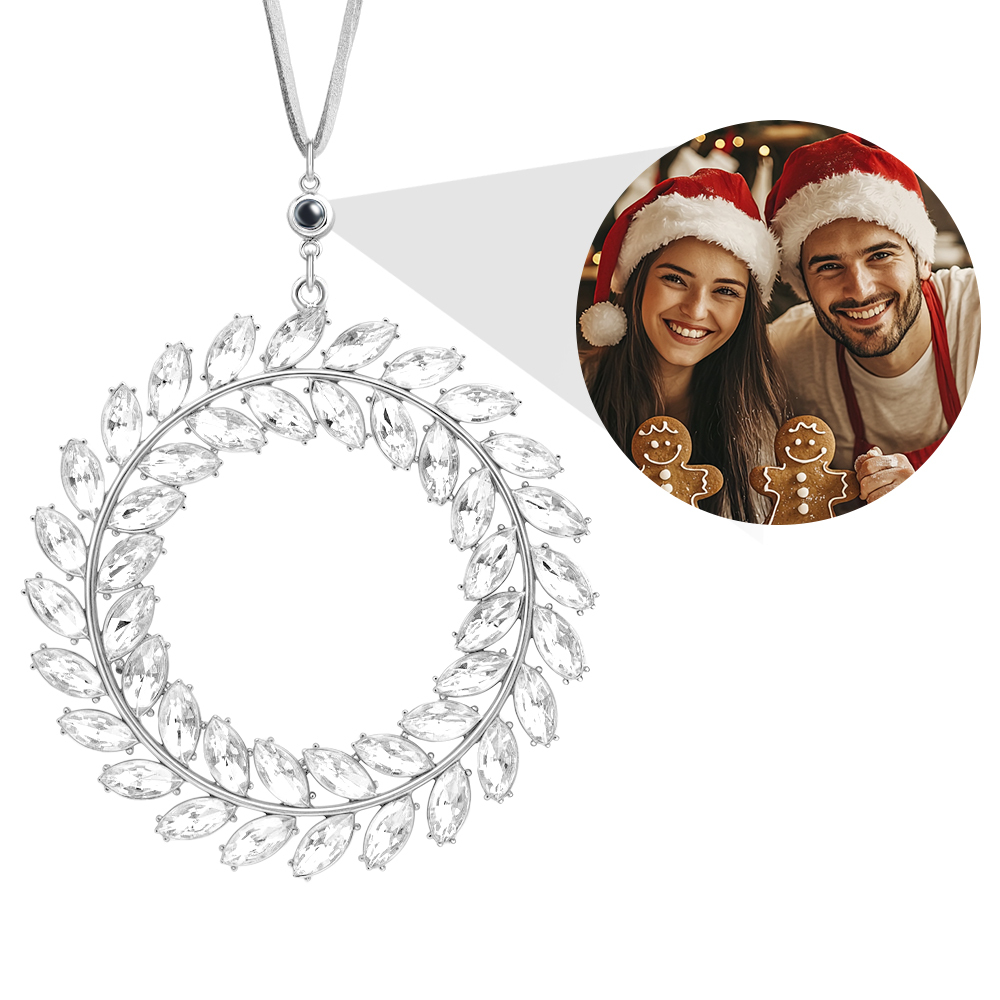 Personalized Photo Wreath Projection Ornaments Christmas Tree Decoration Ornaments for Christmas Gifts - soufeelau