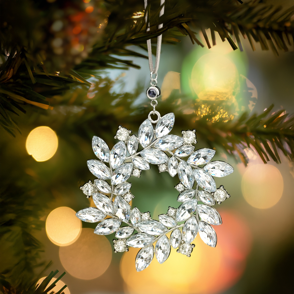Personalized Photo Wreath Projection Ornaments Christmas Tree Decoration Ornaments for Christmas Gifts - soufeelau