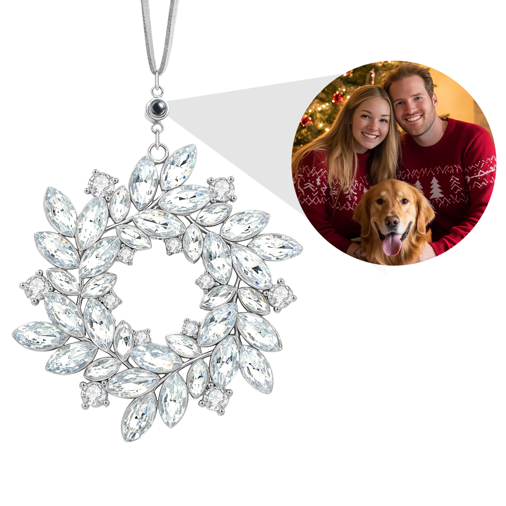 Personalized Photo Wreath Projection Ornaments Christmas Tree Decoration Ornaments for Christmas Gifts - soufeelau