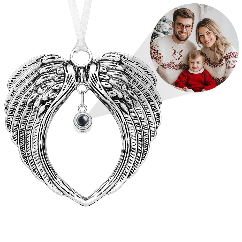 Personalized Photo Projection Ornaments Wings Memorial Christmas Tree Ornaments Christmas Gifts - soufeelau