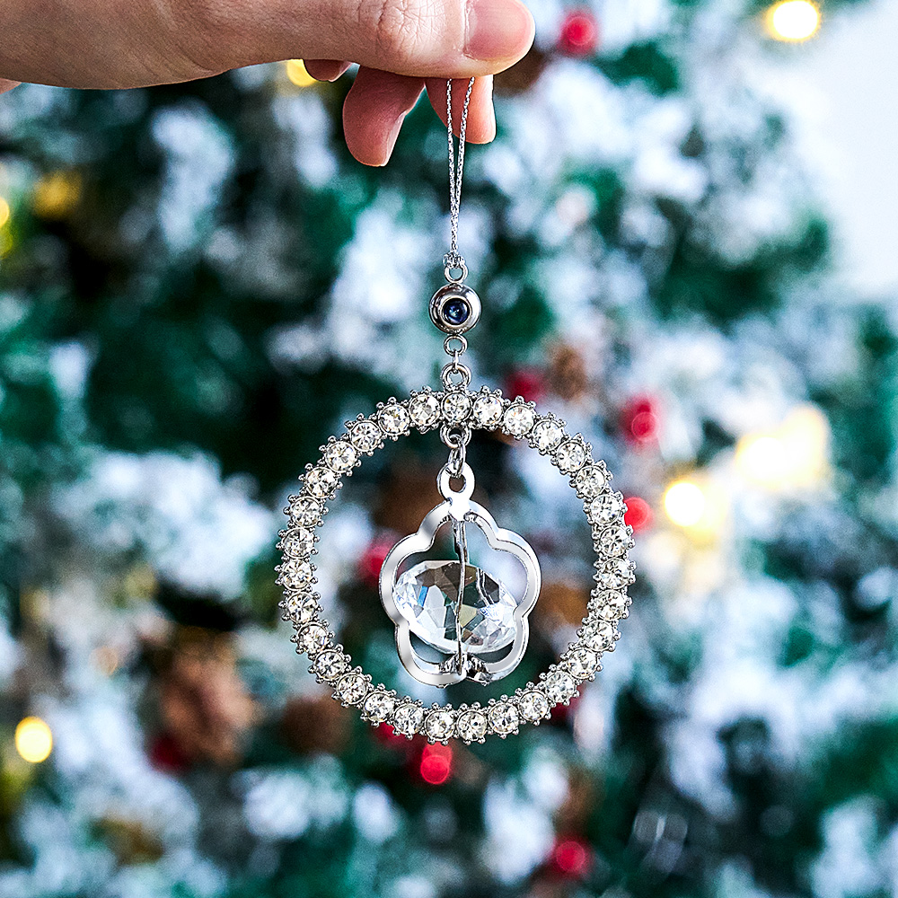 Personalized Photo Projection Ornaments Sun Moon Circle Style Ornaments Christmas Pendants Tree Decoration Ornaments for Christmas Gifts - soufeelau