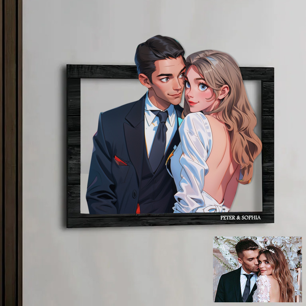 Custom Cute Cartoon Anime Portrait Wooden Photo Frame - soufeelau