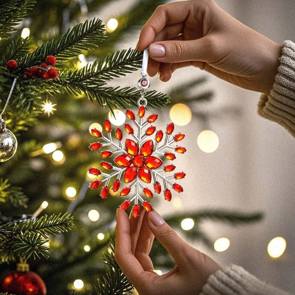 Personalized Photo Projection Ornaments Snowflake Shape Ornaments Multi-color Christmas Gifts For Family - soufeelau