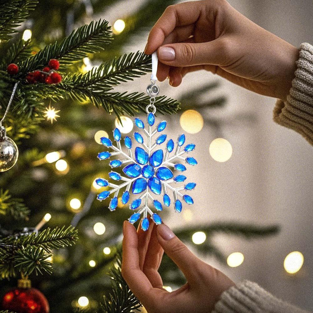 Personalized Photo Projection Ornaments Snowflake Shape Ornaments Multi-color Christmas Gifts For Family - soufeelau