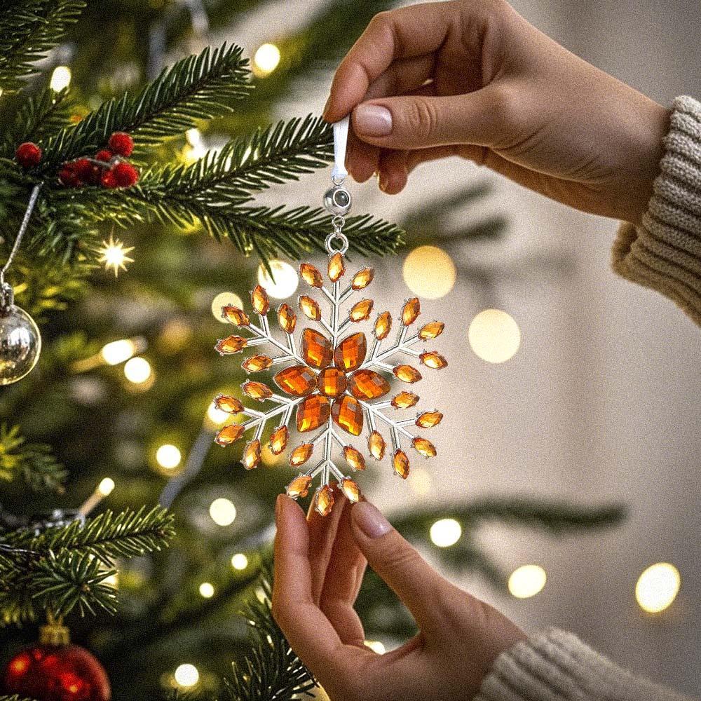 Personalized Photo Projection Ornaments Snowflake Shape Ornaments Multi-color Christmas Gifts For Family - soufeelau