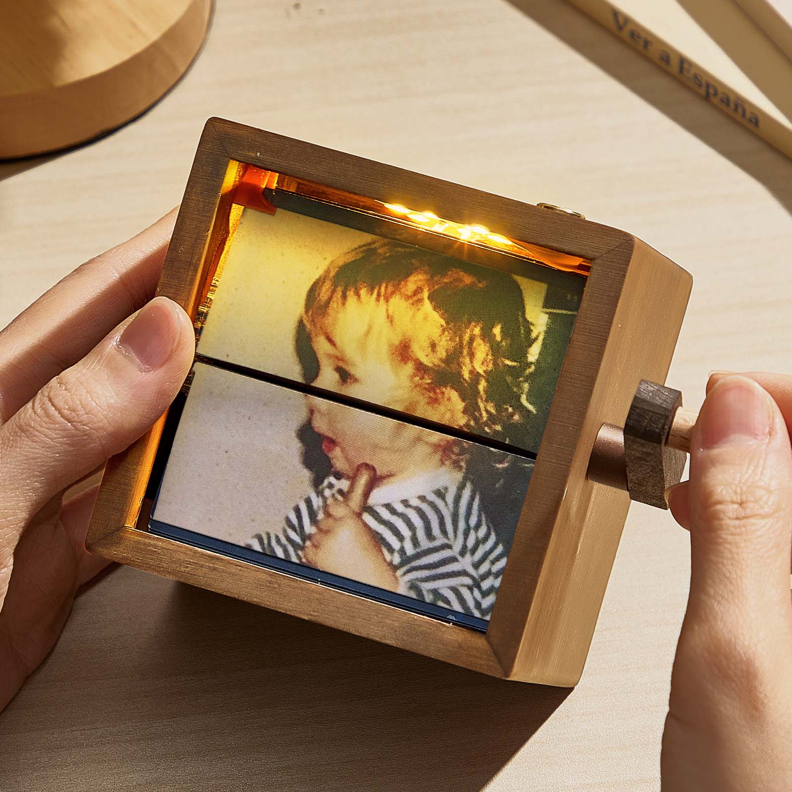 Custom Photo Flipbook Frame Animation Machine Mechanical Hand-cranked Photo Album Baby Photo Cube Frame Baby's Firsts - soufeelau