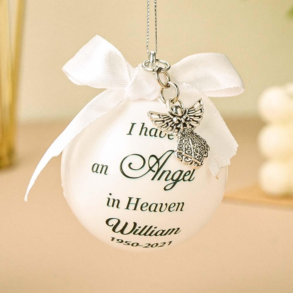 Personalized Ornaments Feather Ball Angel In Heaven Memorial Ornament - soufeelau