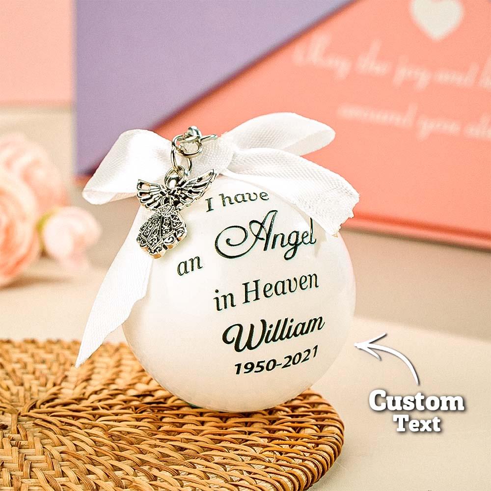 Personalized Ornaments Feather Ball Angel In Heaven Memorial Ornament - soufeelau