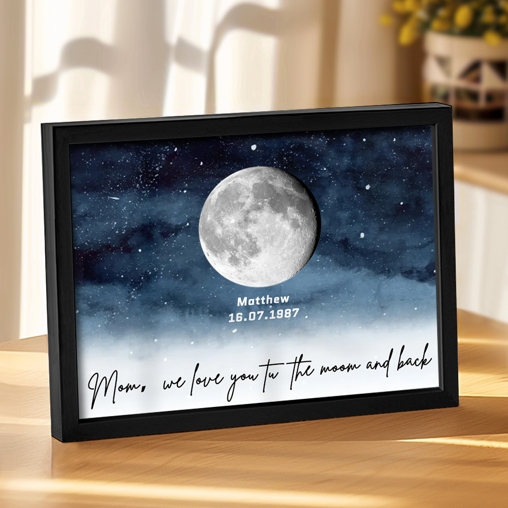 Starry Night The Day You Became Mom Birth Moon Phase Personalized Plaque, A Heartfelt Gift for Mom's Birthday, Mother's Day, or Just Because - soufeelau