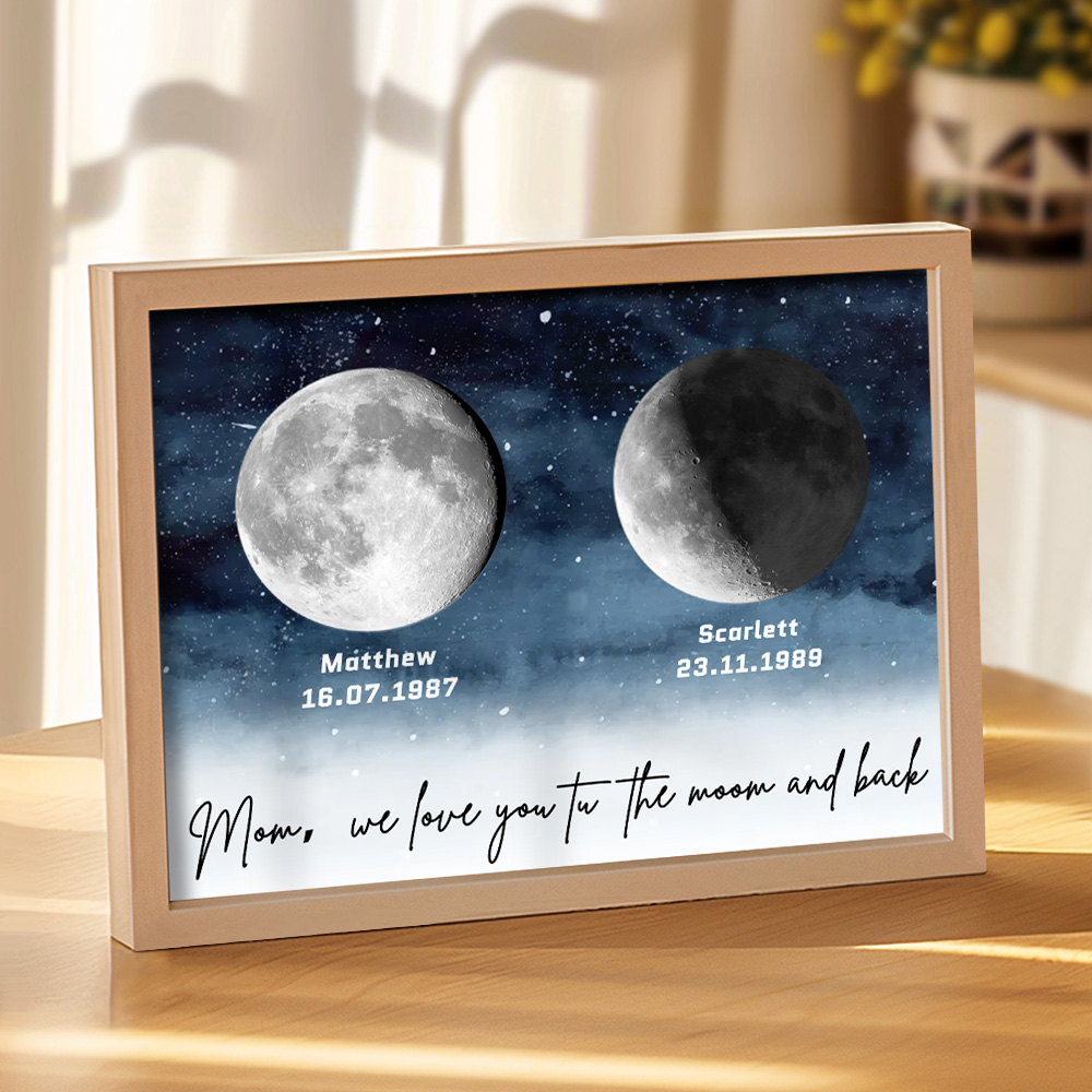 Starry Night The Day You Became Mom Birth Moon Phase Personalized Plaque, A Heartfelt Gift for Mom's Birthday, Mother's Day, or Just Because - soufeelau
