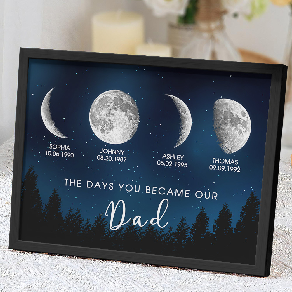 Personalized Galaxy Night Custom Birthday Moon Phase The Days You Became Our Dad With Kids Names Ideal Gifts for Father's Day Gifts - soufeelau