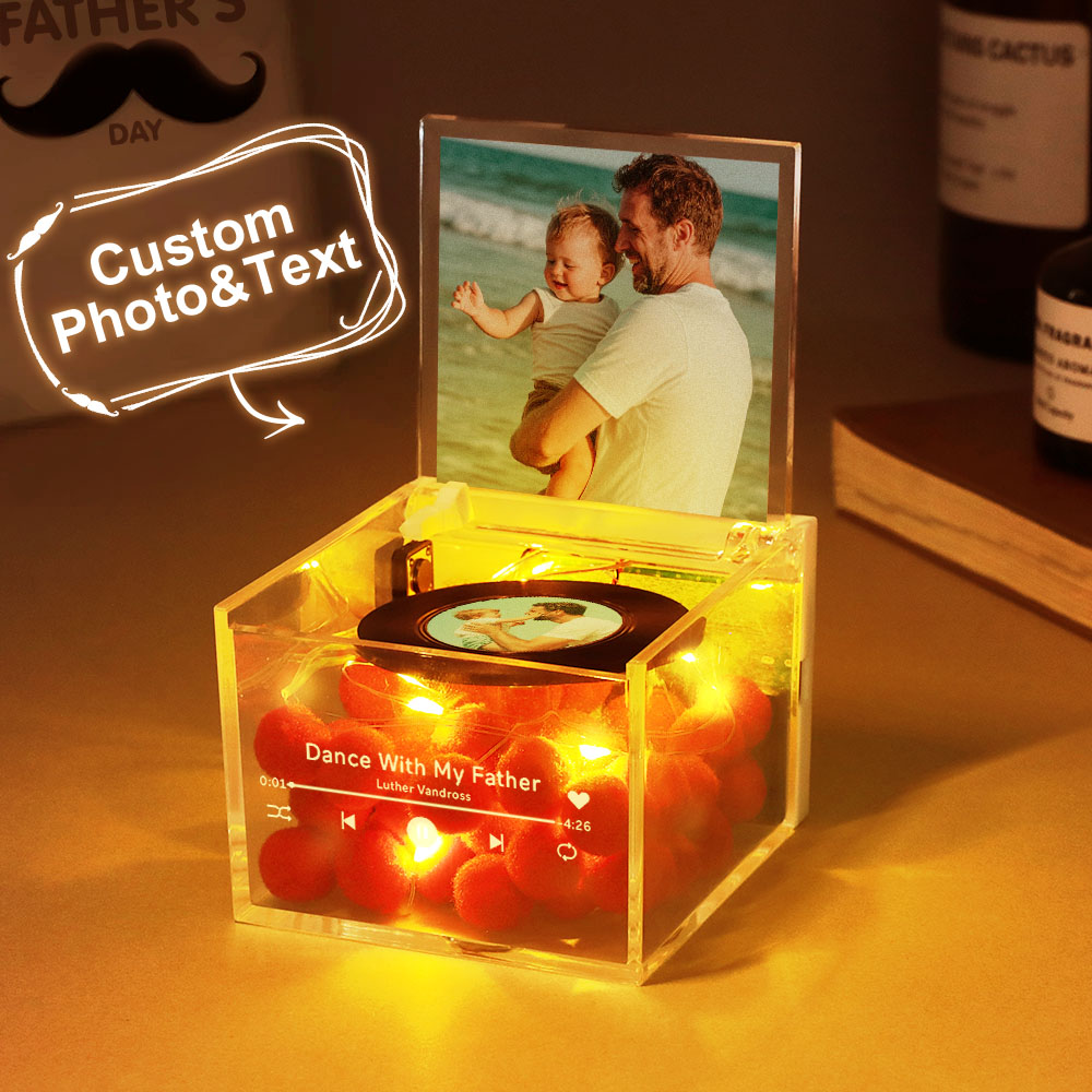 Personalized Light Saber Mini Vinyl Record Player I Am Their Father Acrylic Custom Automatic Music Player Gift for Dad On Father's Day - soufeelau