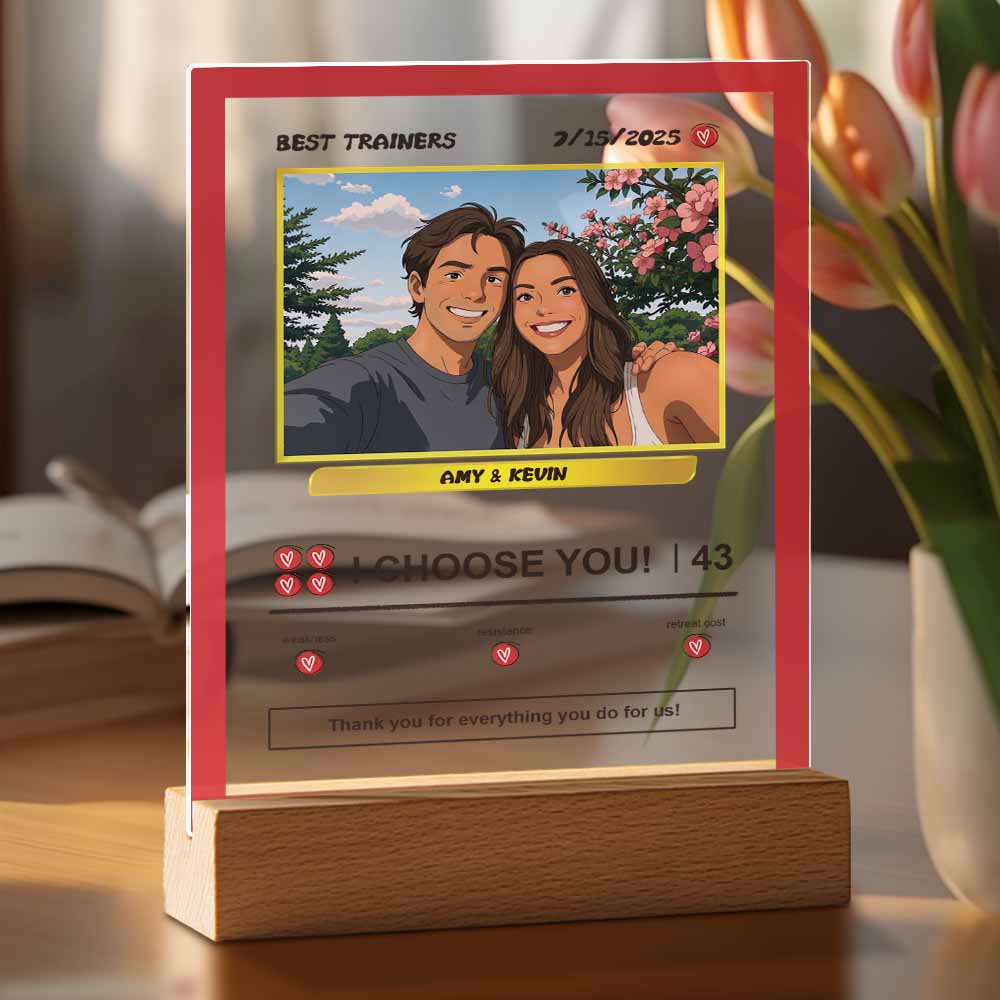 Custom Acrylic Poke Card Style Desk Decor Personalized Photo And Text Plaque Gift For Lover - soufeelau