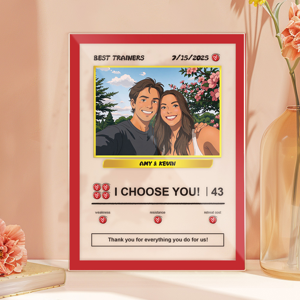 Custom Acrylic Poke Card Style Desk Decor Personalized Photo And Text Plaque Gift For Lover - soufeelau