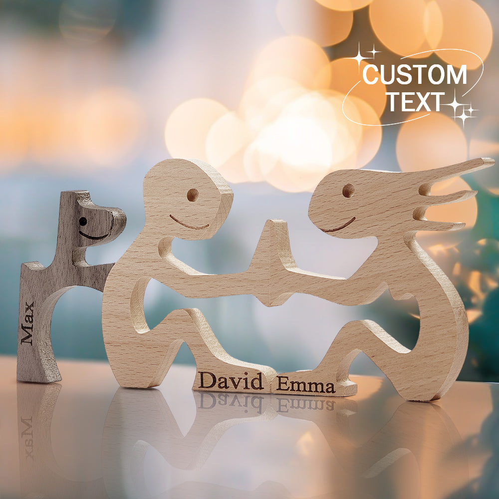 Love Couple and Dog Wooden Blocks Custom Names Table Decor Vallentine's Day Gifts - soufeelau
