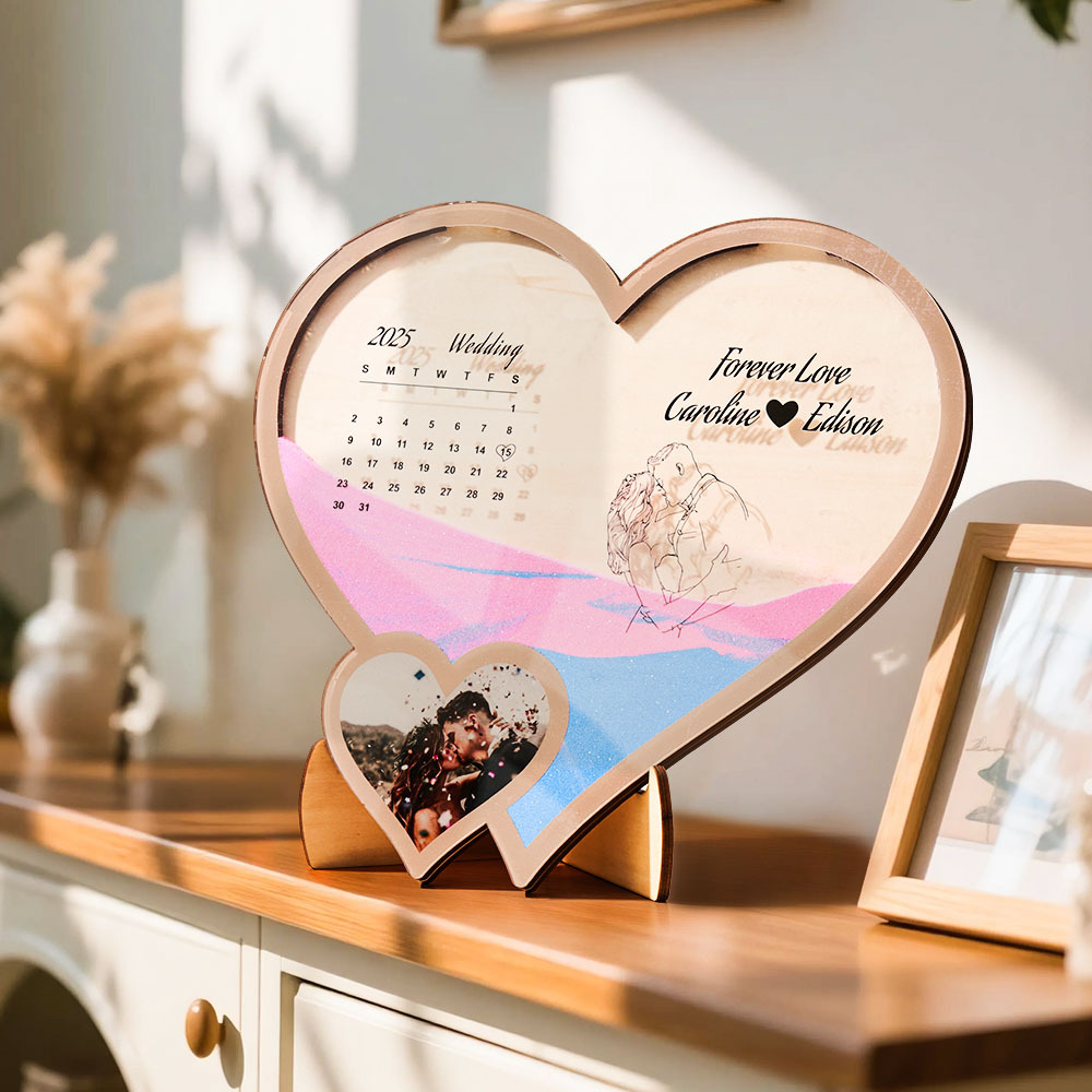 Custom Photo and Text Sand Art Ornament Romantic Gift for Couples - soufeelau