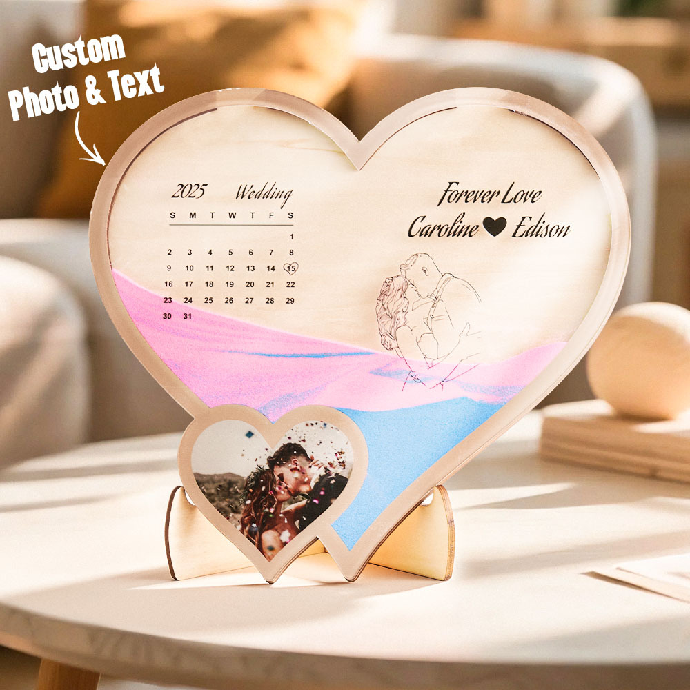 Custom Photo and Text Sand Art Ornament Romantic Gift for Couples - soufeelau