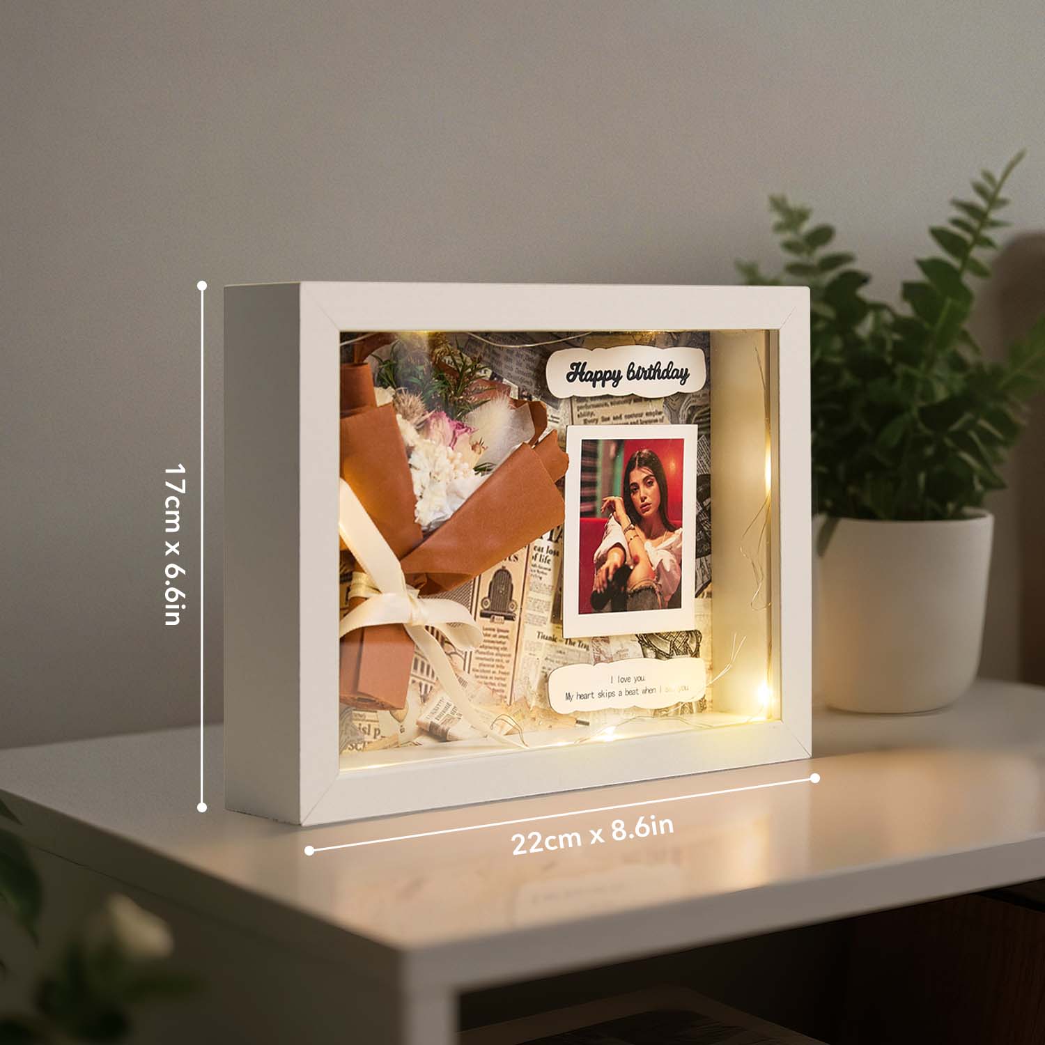 Custom Photo Bouquet Frames Custom Photo Night Light Romantic Home Decor Gifts for Her Birthday Gift - soufeelau