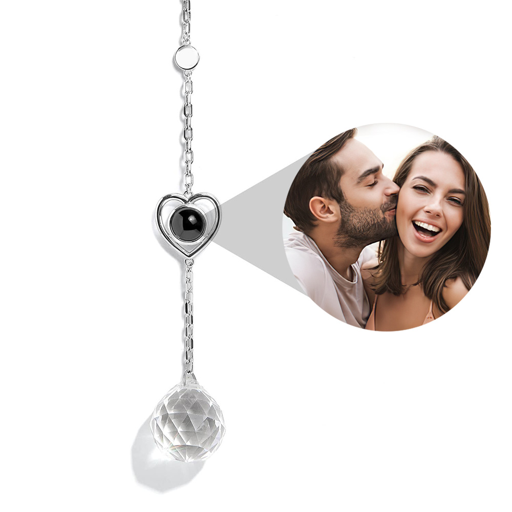 Personalized Heart Photo Sun Catcher Projection Car Ornaments Memorial Gift - soufeelau