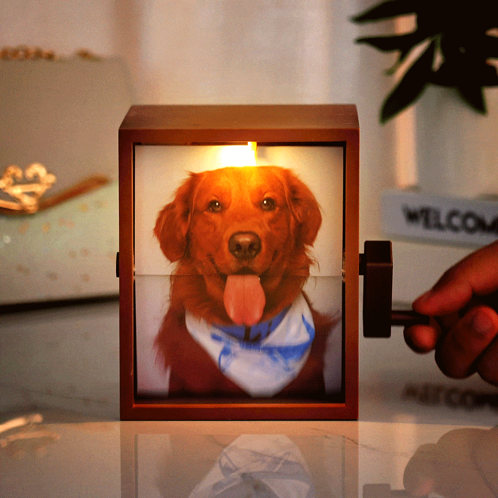 Custom Photo Flipbook Frame Vertical 13*16cm Animation Machine Mechanical Hand-cranked Flipbook Box Photo Album with Light Memorial Gift - soufeelau