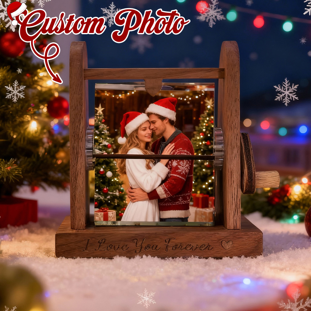 Custom 16 Photo Flipbook Frame Unique Photo Album Hand Crank Flipbook Box for Dad Mom,Dad, Wedding,Unique Anniversary,Christmas Gift - soufeelau