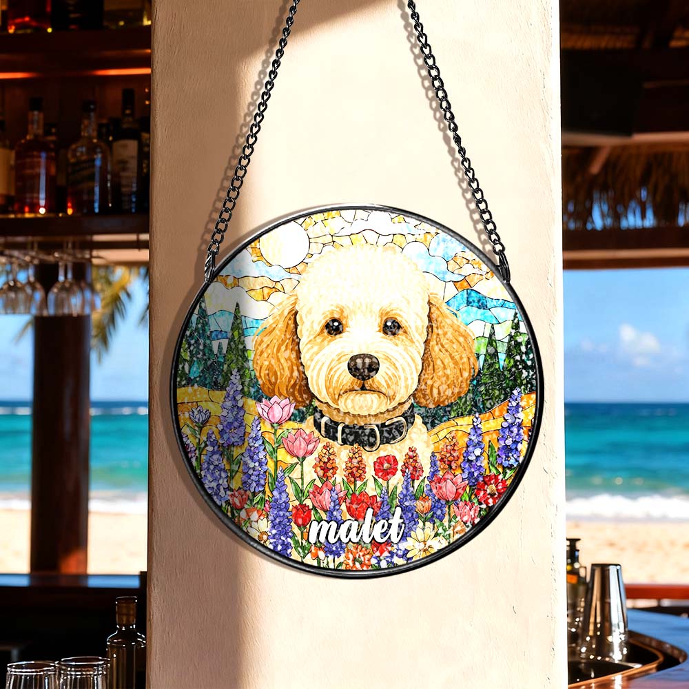 Dog Memorial Suncatcher Pet Memorial Gifts Pet Portrait Stained Glass Suncatcher Dog Portrait from Photo Sympathy Gifts - soufeelau