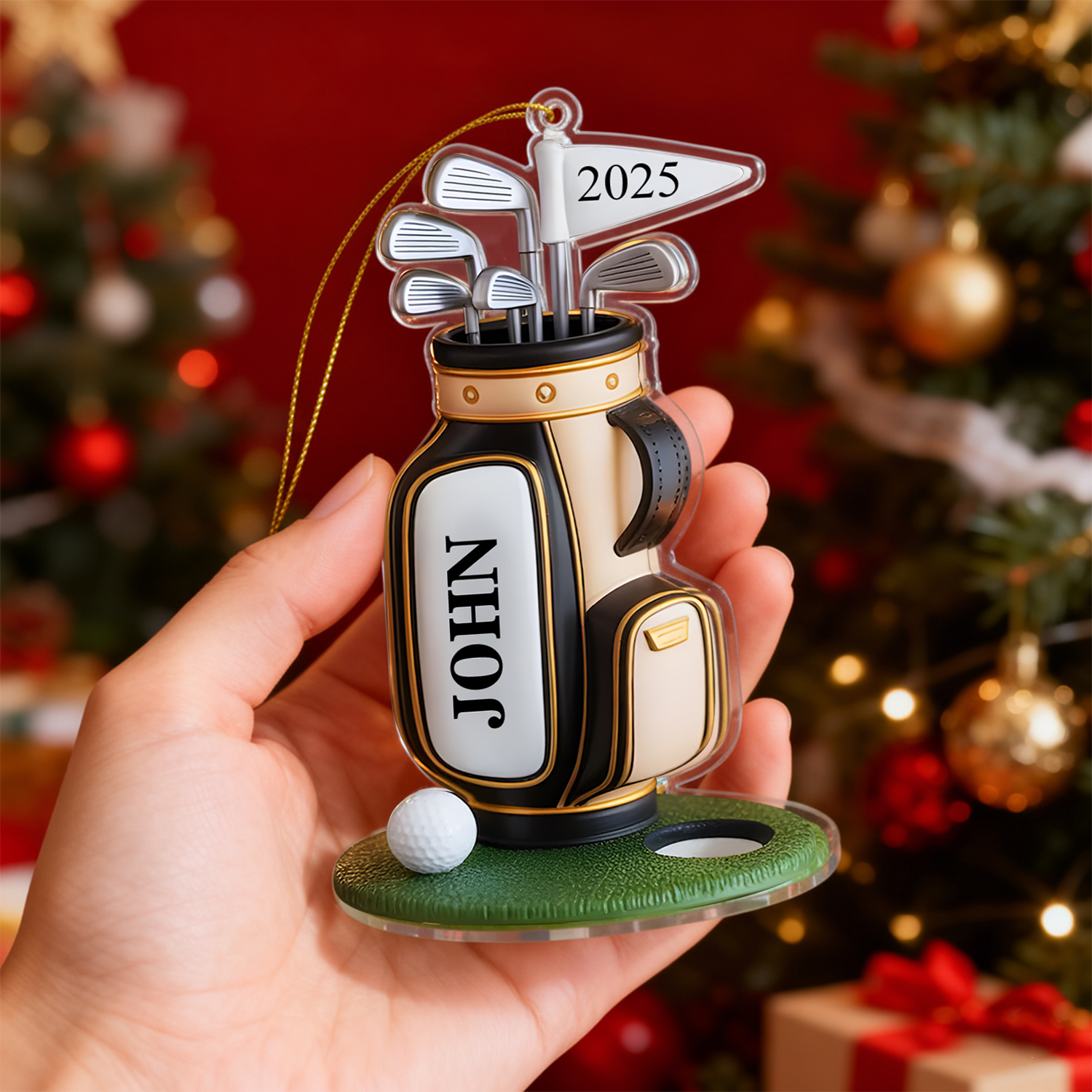 Custom Name Golf Bag Ornament Golf Lover Christmas Ornament Gift for Golf Dad Gift For Pro Golfer - soufeelau