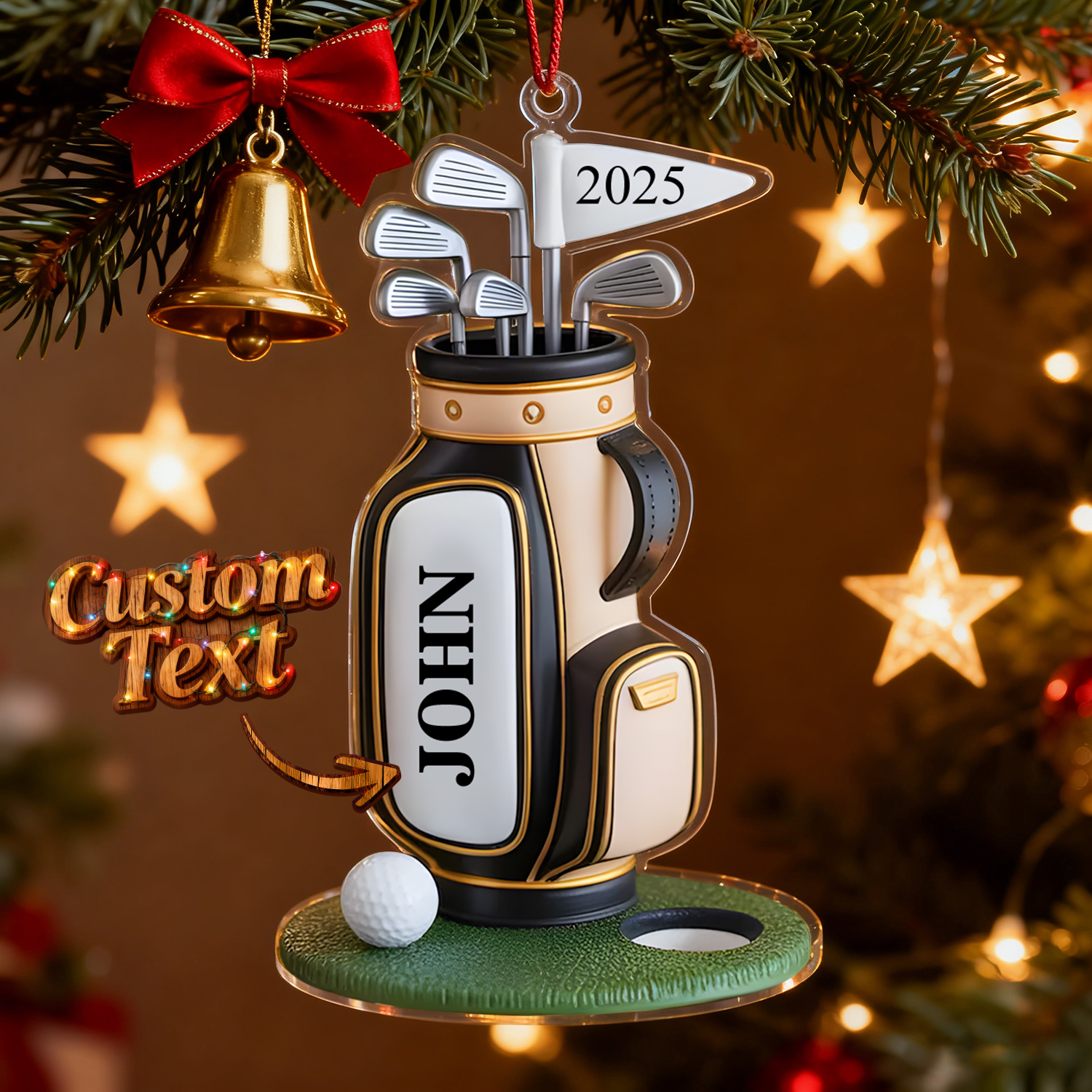 Custom Name Golf Bag Ornament Golf Lover Christmas Ornament Gift for Golf Dad Gift For Pro Golfer - soufeelau
