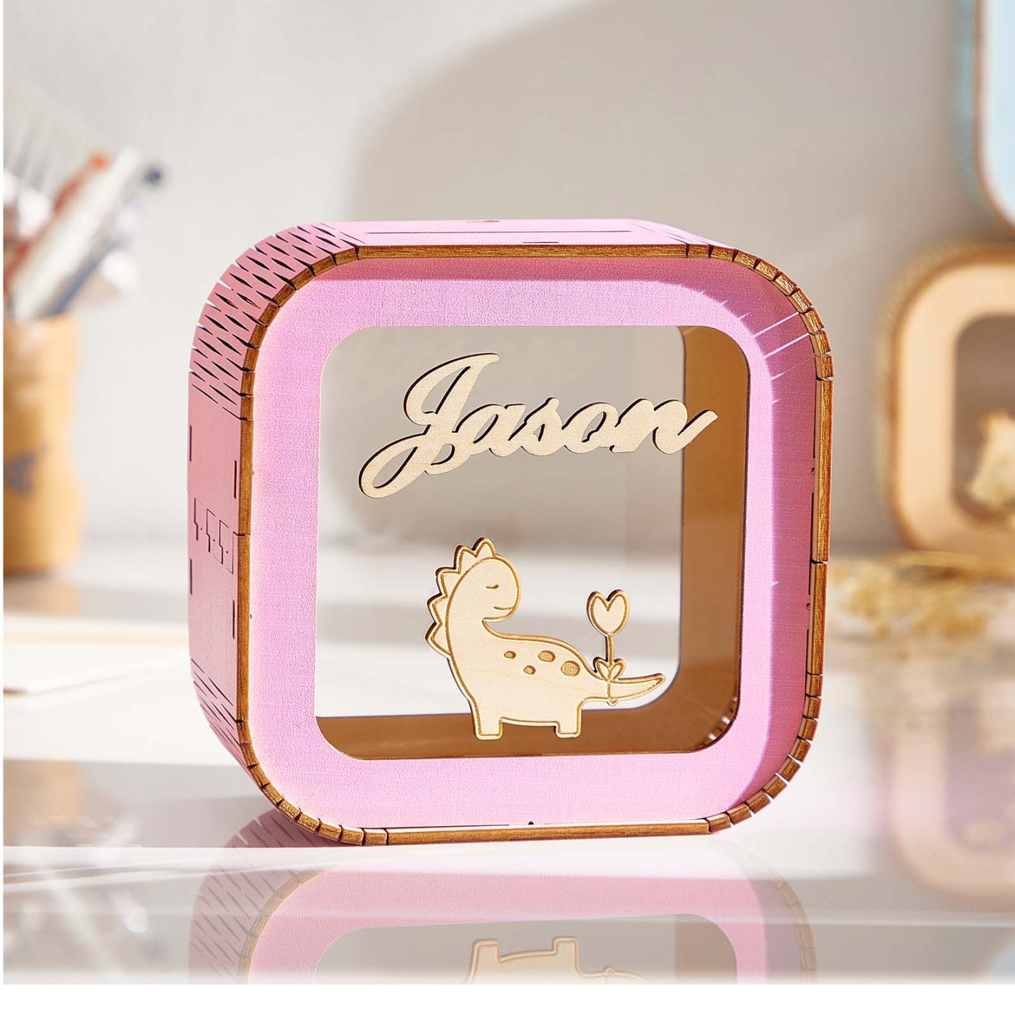 Custom Wooden Piggy Bank with Name Personalized Coin Name Bank Money Box Nursery Decoration - soufeelau